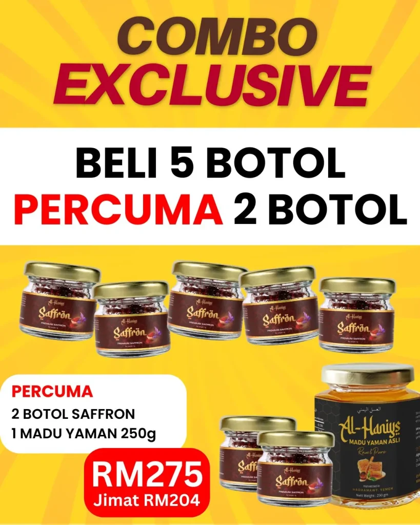 Beli 5 Free 2 Saffron + Free 1 Madu Yaman 250g